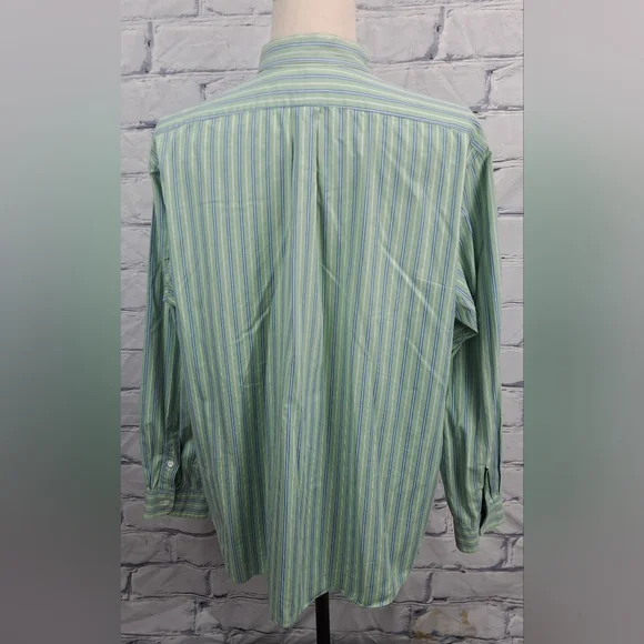Ralph Lauren Men's Classic Fit Button Down Shirt Green Striped Smooth XXL 2XL - Picture 6 of 14